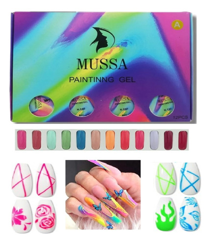 Painting Gel Uñas Mussa Manicure 12 Piezas 