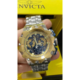 Relógio Invicta Venom Reserve 27789 Swiss Movt Cor Da Correia Prateado Cor Do Bisel Dourado Cor Do Fundo Azul