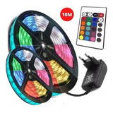 Fita Led Rgb 3528 10m Colorida Piscina Sanca Fachada + Fonte