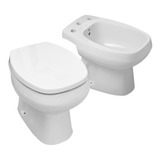 Combo Mónaco Inodoro Corto Bidet 3a Asiento - Roca