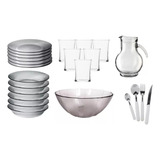 Set De Vajilla Completa 6 Personas Plato Vaso Cubierto 44pza