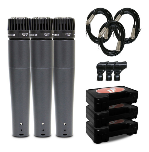 Kit 03 Microfone Arcano Renius-7 Com Cabo Xlr-xlr 4,5 Mt