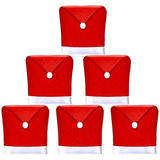 Fundas Para Sillas Diseño Navideño, Rojo, 6 Piezas, Amfocus