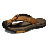 Chanclas De Exterior De Cuero Para Hombre