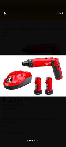 Milwaukee 2101-22 Atornillador M4 1/4 Hex Con Dos Baterías 