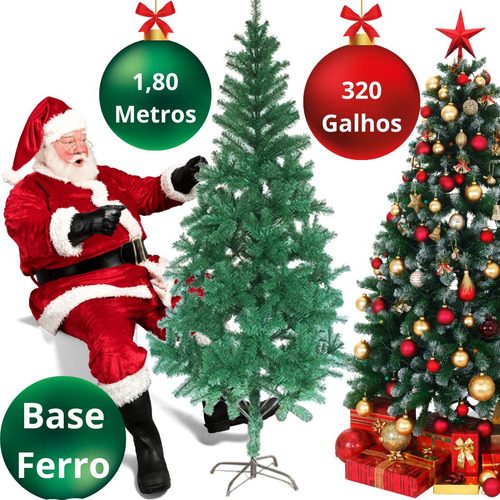 Natalkasa Arvore De Natal 1,8m Verde Com 320 Galhos E Pe De Metal