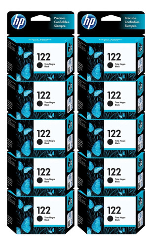 Pack 10 Cartuchos De Tinta Originales Hp 122 Negro Mayorista