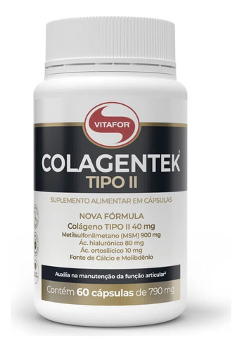 Colágeno Tipo 2 Ac Hialuronico Msm Colagentek 60caps Vitafor