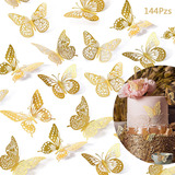 Calcomanía De Pared Con Diseño De Mariposa 3d, 144 Piezas