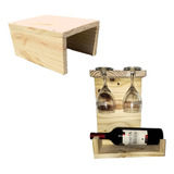 Kit Mesa Auxiliar Arrime Y Porta Vinos Cava 2 Copas Madera