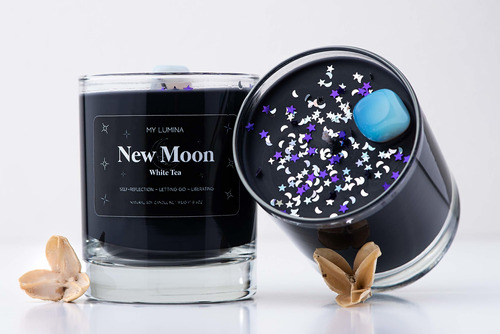 Vela De Aromaterapia De Luna Nueva Con Cristal De Piedr...