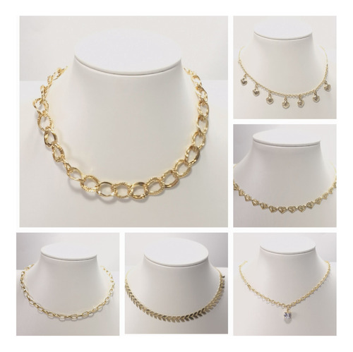 Colar Corrente Feminina Chocker  Blogueira Atacado 5 Peças