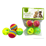 Kit Juguete Pelota + Sonajeros Para Gatos Perros Mascotas X4