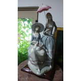 Lladro Usado., Figura De Porcelana, Pareja Niñas.