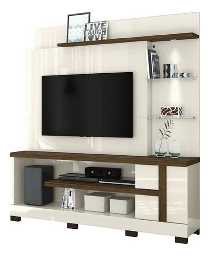 Estante Home Alan Tv 55 Com Pés Off White Savana Madetec