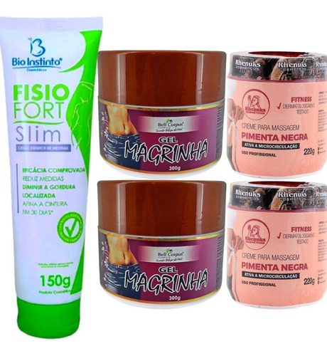  Kit Creme Para Massagem/ Celulite Estrias Gordura Localizada