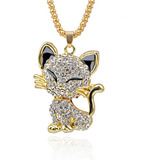 Collar  Colgante Gato Con Diamantes De Cristal Para Mujer 