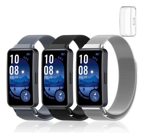 3 Correa De Acero Milanés + Tpu Funda Para Huawei Band 9 8