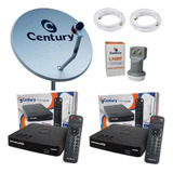 Kit Receptor Digital Century 2 Midiabox Antena Lnbf Duplo