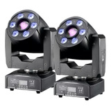 2 Moving Head Spot Led 60w 8 Cores Prisma Wash 6 Leds De 3w