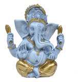 Estatueta De Ganesha Yoga Deus Fortuna Prosperidade 9,5cm Cor Cinza