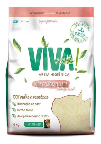 Areia Sanitária Viva Verde Para Gatos Vida Descomplicada 4kg