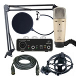 Kit Grabación Behringer Um2 C3 Microfono Condenser Antipop