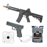 Kit Airsoft Vg Spring Rifle M4 8907 + Pistola Gk V307 + Bbs