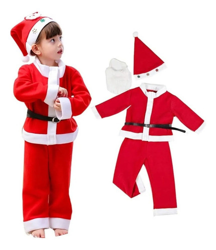 Traje De Natal Infantil De Papai Noel, Vermelho