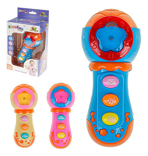 Brinquedo Microfone Infantil Musical Bebê Com Sons E Luzes