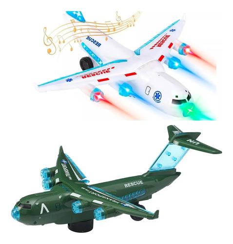 Avión Militar Hercules Movimiento Sonido Luces + Baterias