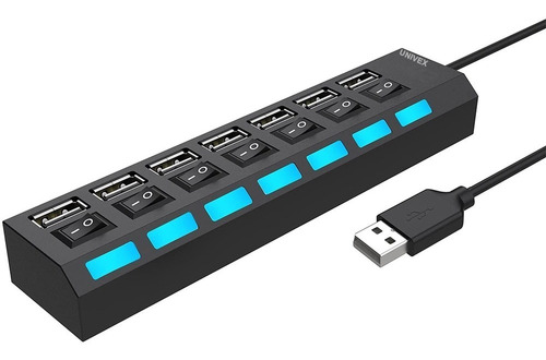 Hub Usb Multiplicador 7 Puertos Usb 2.0 C/ Switch Onoff Hub