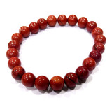 Pulseira C/  Contas De 8 Mm Jaspe Vermelho Natural Unissex 