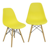 Kit 2 Cadeiras Charles Eames Eiffel Wood Design Varias Cores Cor Da Estrutura Da Cadeira $$$ Cor Do Assento Amarelo Desenho Do Tecido -