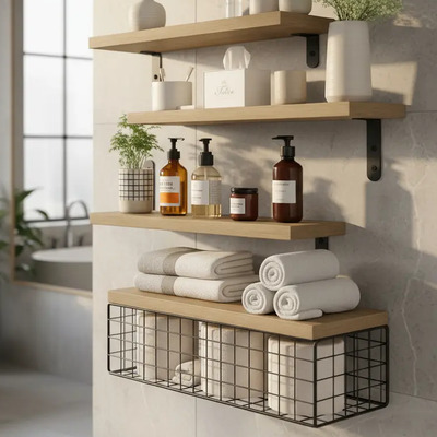 4 Repisas Flotantes De Madera Modernas Decorativas Canasta Telotenemos | MercadoLibre