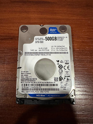 Disco Duro Sata 500gb Wd500lp Para Portatil