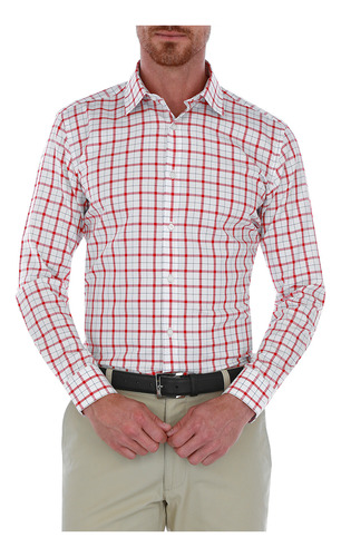 Camisa Business Casual Scappino Étamine A Cuadros Roja P773