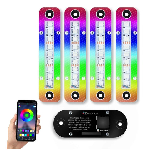 Kit 4 Strobo Som Automotivo Led Rítmico Bluetooth Deltrônica