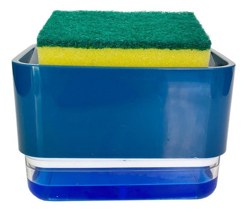 Dispensador De Jabón Para Cocina Con Soporte Para Esponja Color Azul