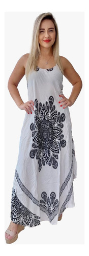 Vestido Feminino Indiano Alça Trapézio Longo Plus Size-1132