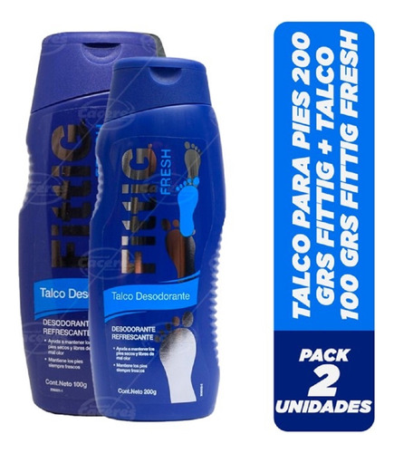 Pack Talco Desodorante Para Pies Fittig Fresh 200+100grs