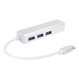 Adaptador Usb 3.0 A Ethernet Con 3 Puertos, Hub Tipo C A Lan