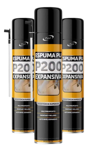 3x Espuma Expansiva Poliuretano Aislante 750 Ml Patel