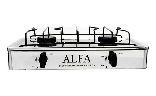 Estufa Parrilla Alfa 2 Quemadores Acero Inoxidable