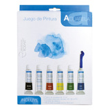 Kit Acuarela Con 6 Tubos De 12ml + Block + Godete + 3 Pincel