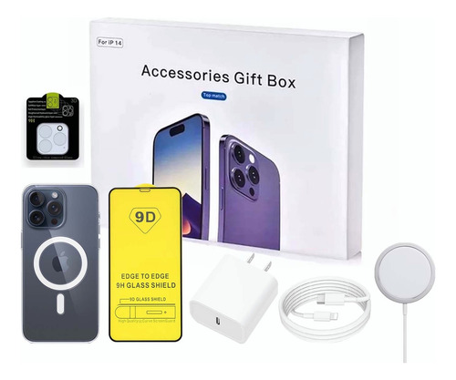 6 Kit Funda Para iPhone + Mica + Inalámbrico Cargador 20w