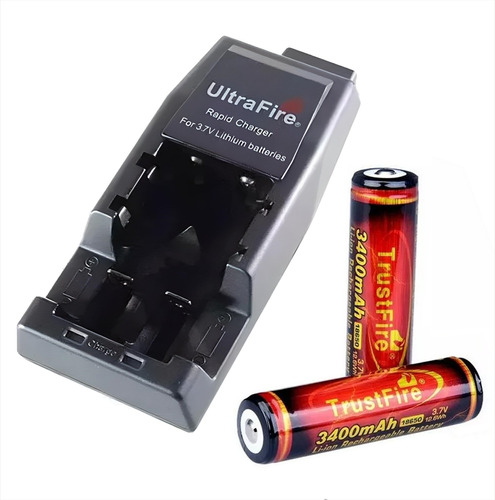 Pack Cargador Batería 18650 + 2 Trustfire 3400mah Premium 