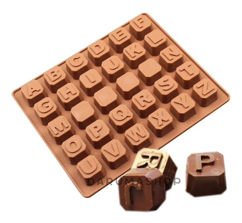 Molde Letras Silicona Bombon Chocolate Reposteria Cubito