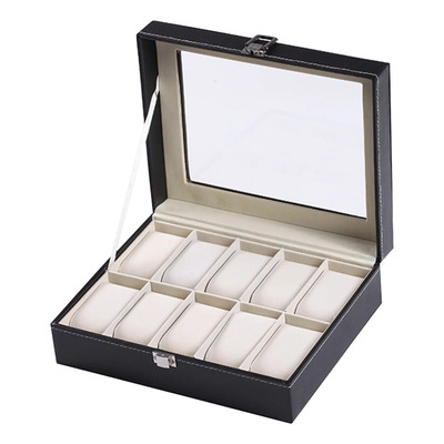 Caja De Almacenamiento Para Relojes: Vitrina De 10 Ranuras C