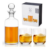 Set De Decantador De Whisky Viski Moderno De 3 Piezas Con Va